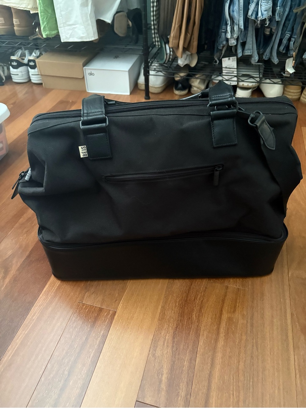 Beis Black Travel Duffel with Shoe Compartment